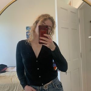 Black Deep V Cardigan 🖤🐈‍⬛